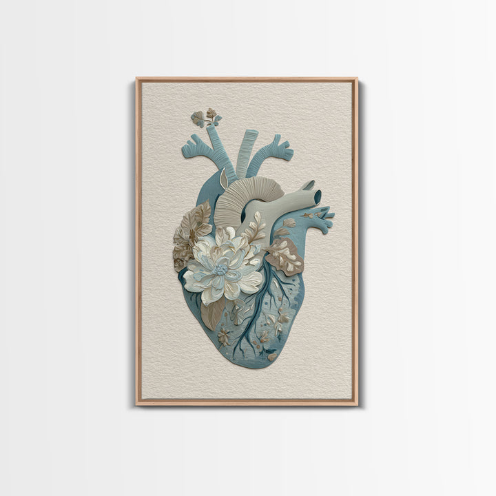 Anatomical Heart Rendered as Tasteful Botanical Art Canvas Print, Medical Office Art, Contemporary Art, Office Decor, Calm, MOA-2x3-21