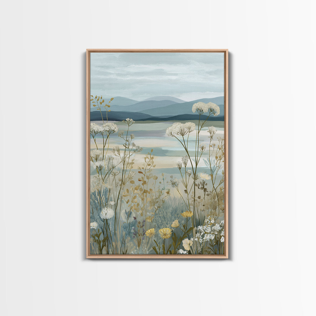Sunlit Meadow with Wildflowers and Calm Mood Canvas Print, Medical Office Art, Neuroscience Art, Office Decor, Calm, MOA-2x3-44