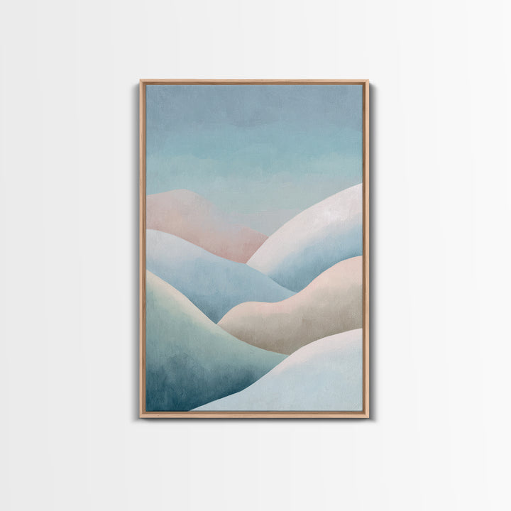 Minimal Sunrise over Rounded Hills Framed Canvas Print, Medical Office Art, Textured Painting, Office Decor, Fine Art, Calm, MOA-2x3-55
