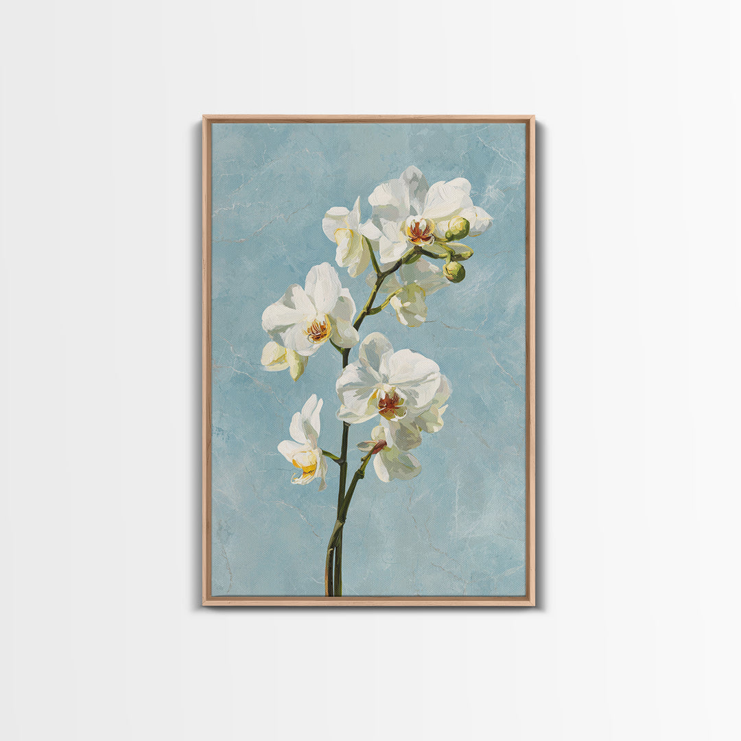 White Orchid on Gray Stone Surface Canvas Print, Medical Office Art, Digital Wall Art, Office Decor, Calm, Healthcare Wall Art, MOA-2x3-62