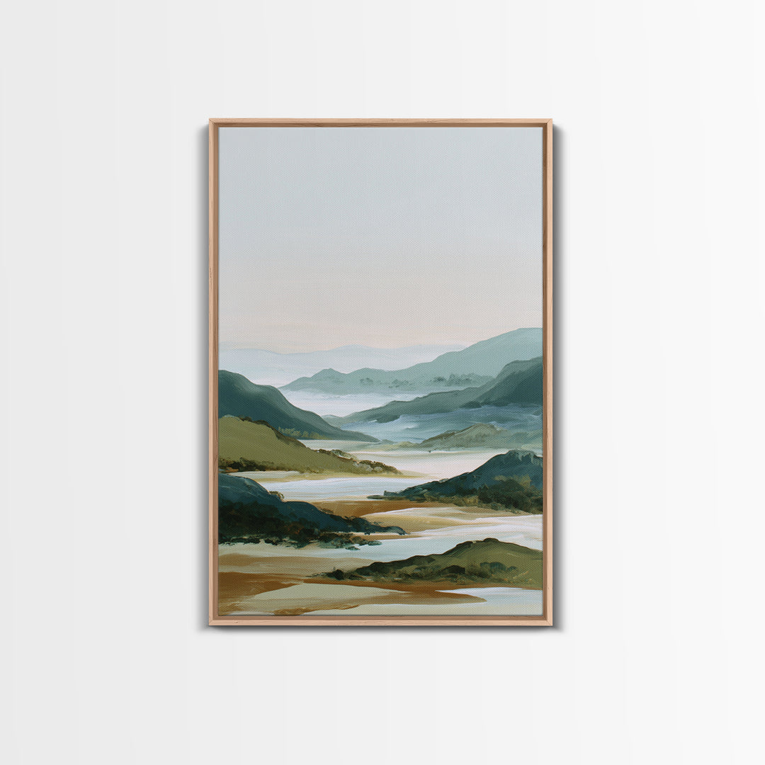 Minimal Sunrise over Rounded Hills Canvas Print, Medical Office Art, Brain Art, Office Decor, Fine Art, Calm, Boho Decor, MOA-2x3-7