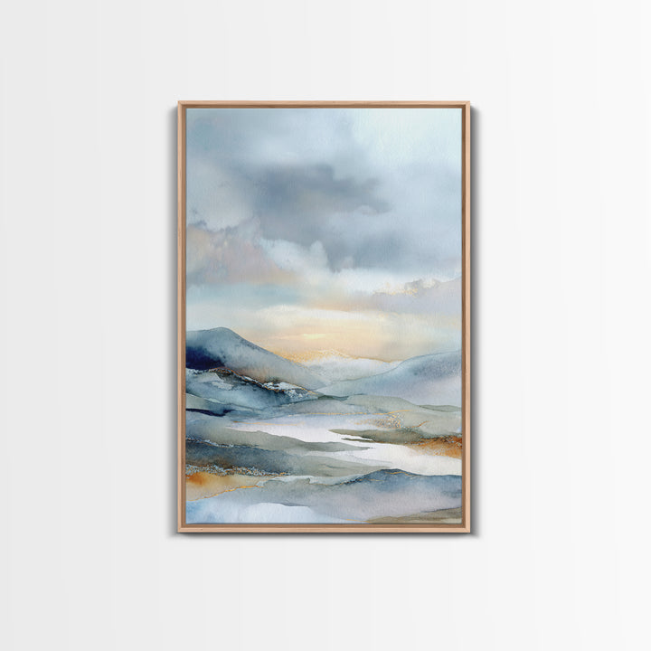 Soft Mountain Landscape Canvas Print, Medical Office Art, Office Decor, Watercolor Art, Calm, Brain Poster, Healthcare Wall Art, MOA-2x3-82
