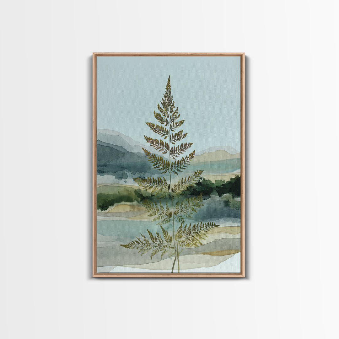 Minimal Green Fern Specimen Framed Canvas Print, Medical Office Art, Printable Art, Office Decor, Calm, Medical Wall Art, MOA-2x3-88