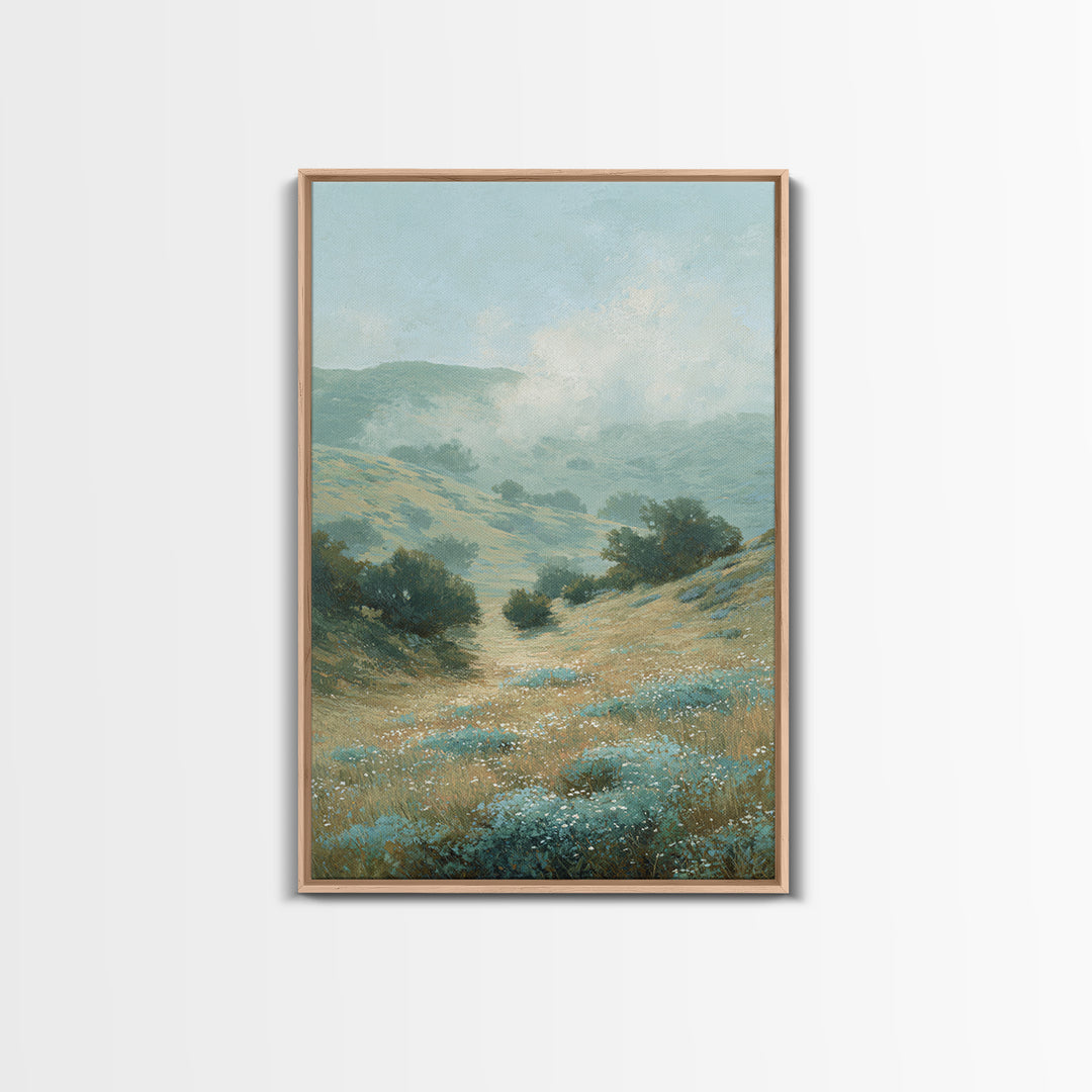 Sunlit Meadow with Wildflowers and Calm Mood Framed Canvas Print, Medical Office Art, Gallery Decor, Office Decor, Calm, MOA-2x3-92