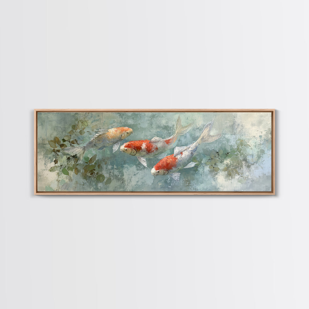 Calm Koi Fish Swimming Through Clear Water Canvas Print, Medical Office Art, Neuroscience Art, Office Decor, Fine Art, Calm, MOA-3x1-14