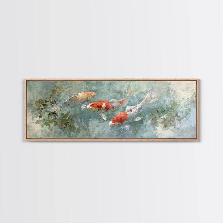 Calm Koi Fish Swimming Through Clear Water Canvas Print, Medical Office Art, Neuroscience Art, Office Decor, Fine Art, Calm, MOA-3x1-14