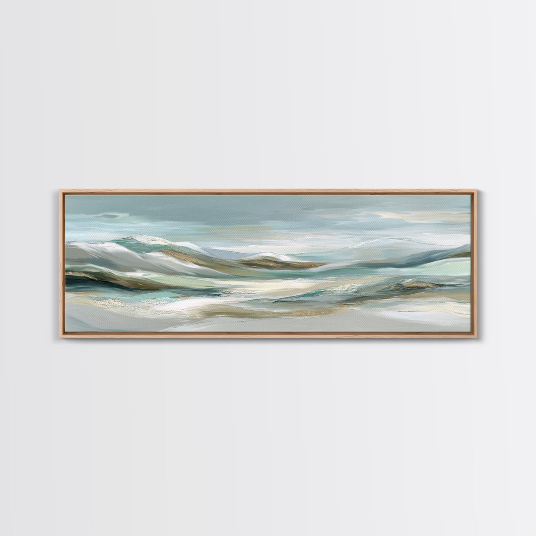 Soft Mountain Landscape Framed Canvas Print, Medical Office Art, Minimalist Art, Office Decor, Calm, Educational Poster, MOA-3x1-18
