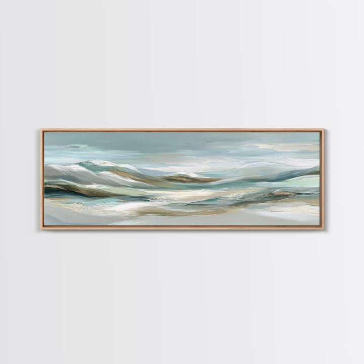 Soft Mountain Landscape Framed Canvas Print, Medical Office Art, Minimalist Art, Office Decor, Calm, Educational Poster, MOA-3x1-18