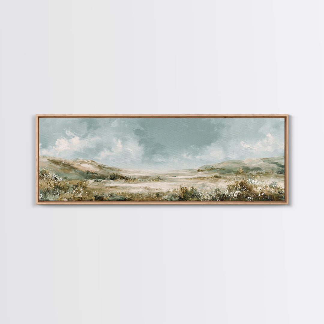 Sunlit Meadow with Wildflowers and Calm Mood Canvas Print, Medical Office Art, Anatomy Art, Office Decor, Watercolor Art, Calm, MOA-3x1-4