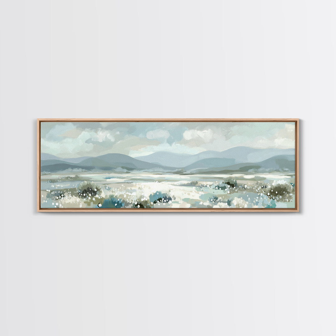 Sunlit Meadow with Wildflowers and Calm Mood Framed Canvas Print, Medical Office Art, Room Decor, Office Decor, Fine Art, Calm, MOA-3x1-52
