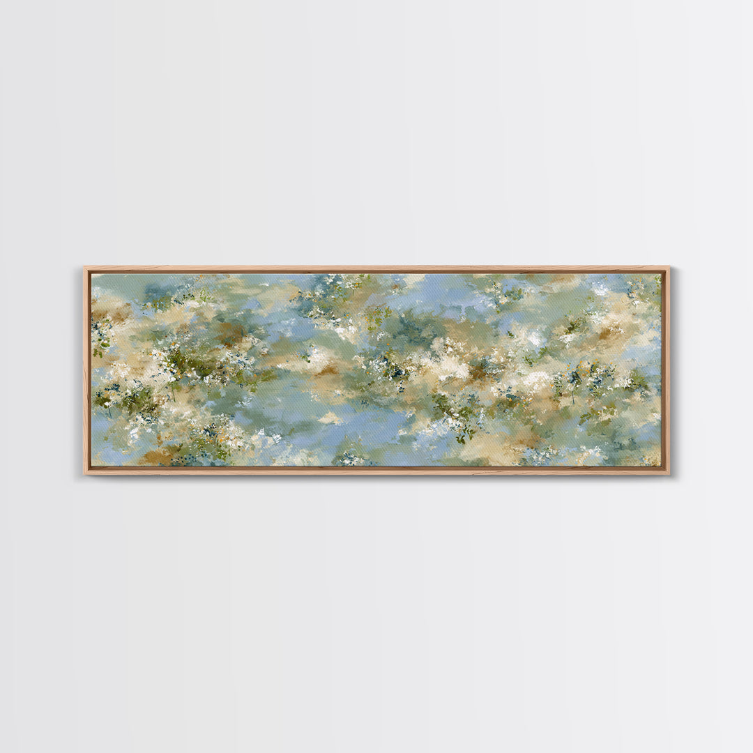 Sunlit Meadow with Wildflowers and Calm Mood Canvas Print, Medical Office Art, Home Decor, Office Decor, Oil Painting, Calm, MOA-3x1-76