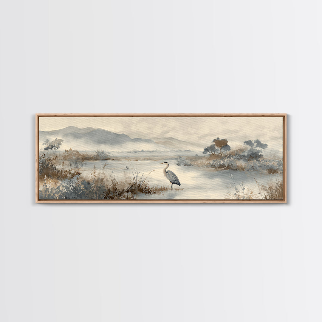 Blue Heron Standing Canvas Print, Medical Office Art, Wall Decor, Office Decor, Fine Art, Calm, Medical Office Decor, MOA-3x1-78
