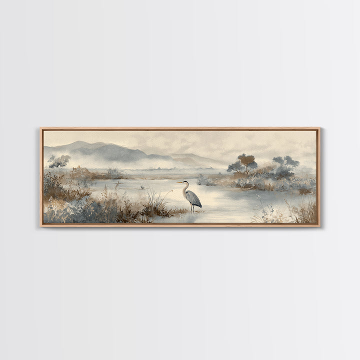 Blue Heron Standing Canvas Print, Medical Office Art, Wall Decor, Office Decor, Fine Art, Calm, Medical Office Decor, MOA-3x1-78