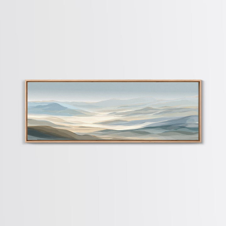 Minimal Sunrise over Rounded Hills Framed Canvas Print, Medical Office Art, Printable Art, Office Decor, Fine Art, Calm, MOA-3x1-87