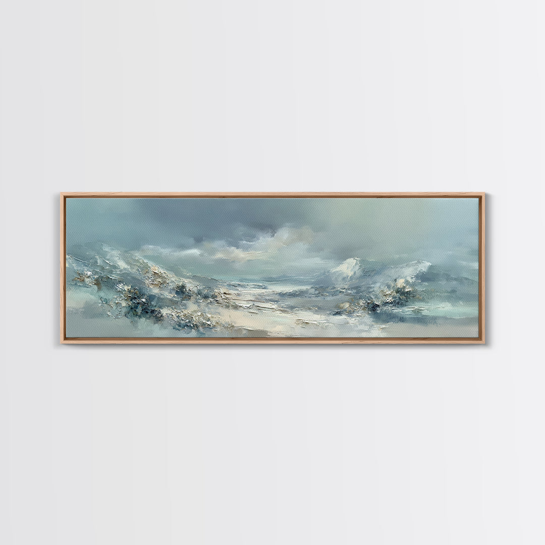 Soft Mountain Landscape Framed Canvas Print, Medical Office Art, Anatomy Poster, Office Decor, Watercolor Art, Calm, MOA-3x1-90