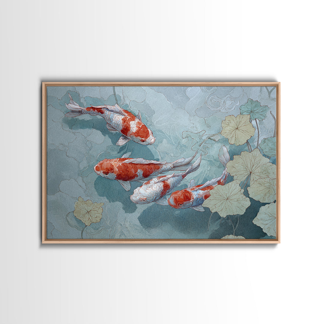 Calm Koi Fish Swimming Through Clear Water Framed Canvas Print, Medical Office Art, Printable Wall Art, Office Decor, Calm, MOA-3x2-2