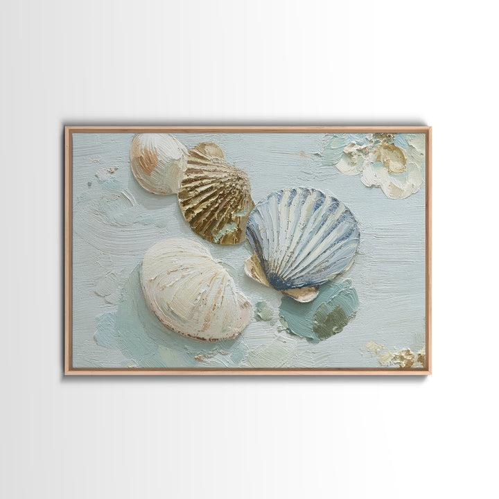 Coastal Shells and Water Study Framed Canvas Print, Medical Office Art, Medical Decor, Office Decor, Calm, Science Art, MOA-3x2-24