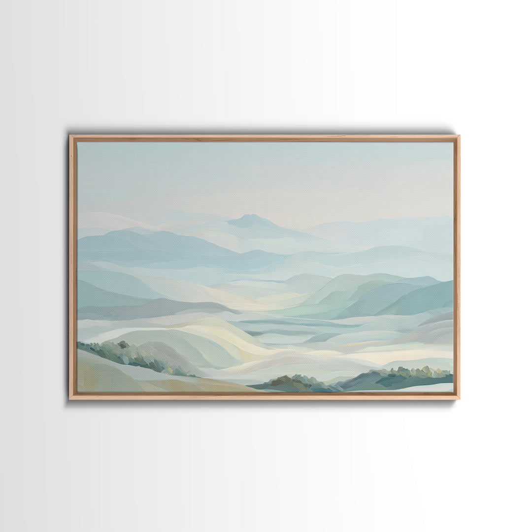 Minimal Sunrise over Rounded Hills Framed Canvas Print, Medical Office Art, Medical Wall Art, Office Decor, Fine Art, Calm, MOA-3x2-27