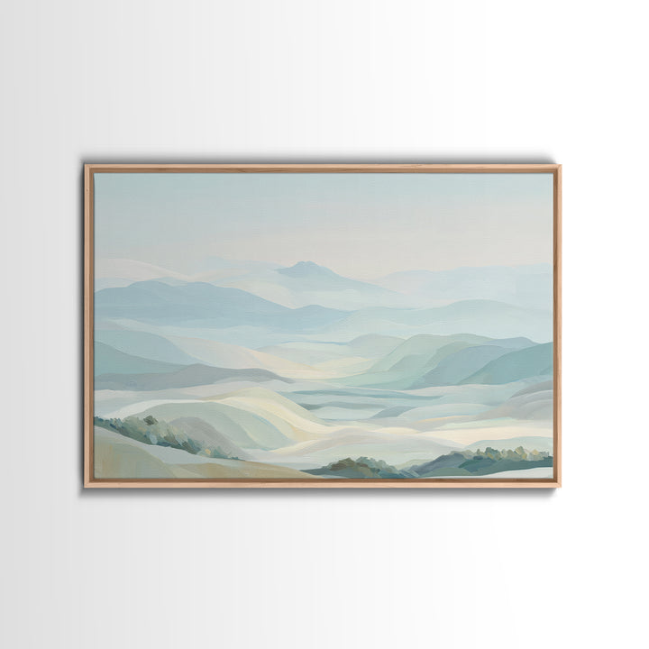 Minimal Sunrise over Rounded Hills Framed Canvas Print, Medical Office Art, Medical Wall Art, Office Decor, Fine Art, Calm, MOA-3x2-27