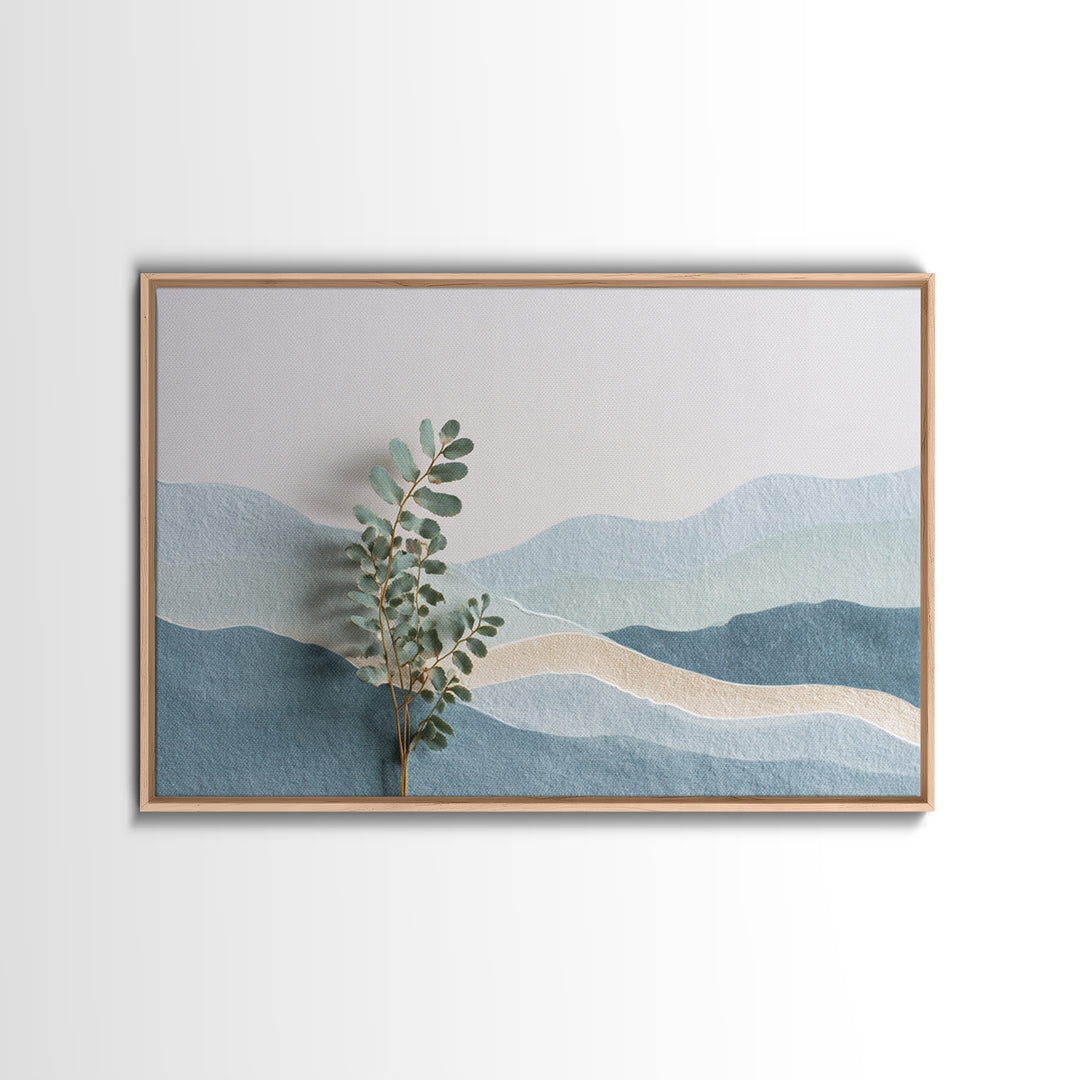 Minimal Green Fern Specimen Framed Canvas Print, Medical Office Art, Healthcare Wall Art, Office Decor, Fine Art, Calm, MOA-3x2-36