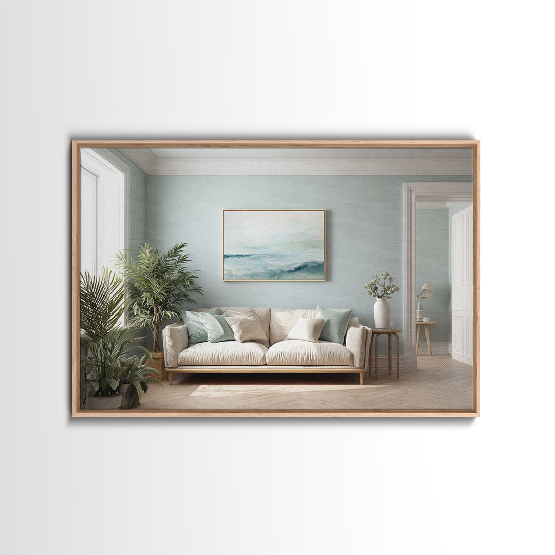 Calming Blue Abstract Framed Canvas Print, Medical Office Art, Medical Wall Art, Office Decor, Fine Art, Calm, Neutral Decor, MOA-3x2-5