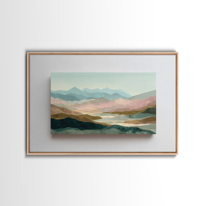 Minimal Sunrise over Rounded Hills Canvas Print, Medical Office Art, School Nurse Art, Office Decor, Calm, Luxury Decor, MOA-3x2-51
