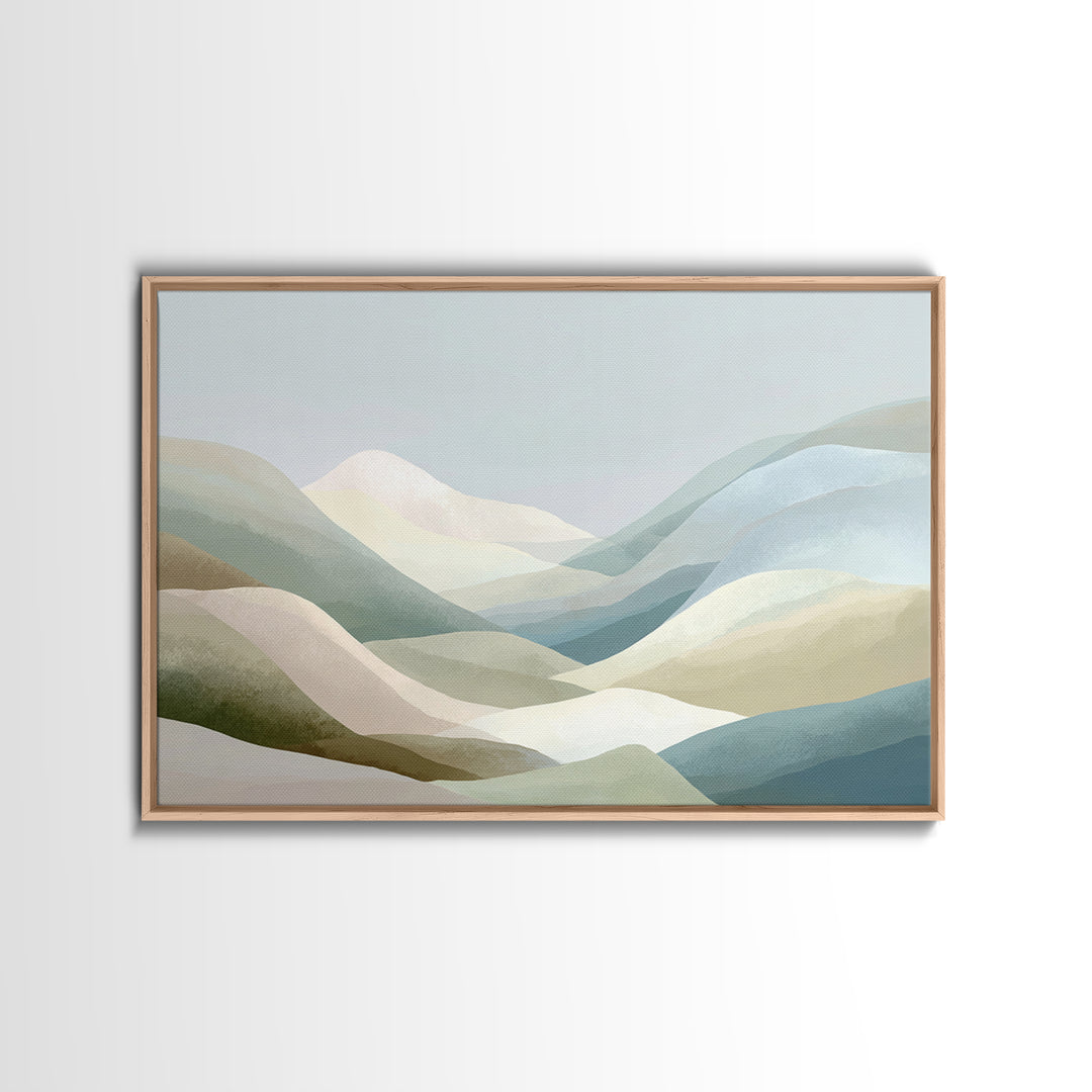 Soft Mountain Landscape Framed Canvas Print, Medical Office Art, Dental Office Decor, Office Decor, Fine Art, Calm, Brain Art, MOA-3x2-6