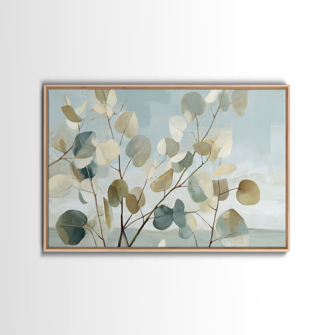 Botanical Eucalyptus Branch Framed Canvas Print, Medical Office Art, Biology Art, Office Decor, Watercolor Art, Calm, MOA-3x2-79