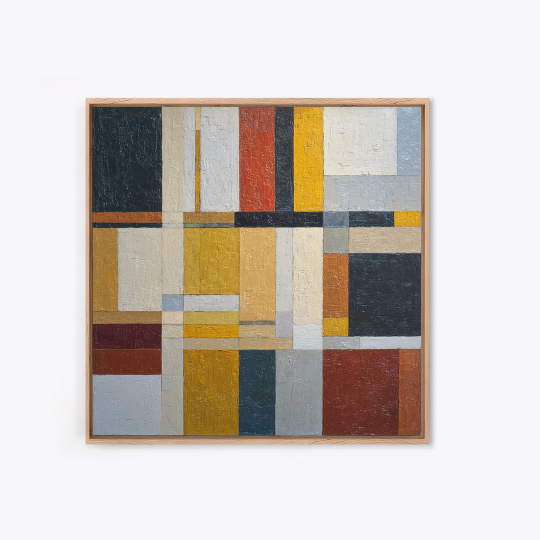 Urban Window Grid Transformed into Abstraction Framed Canvas Print, Modern Art, Art, Living Room Decor, Fine Art, Modern, MOD-1x1-12