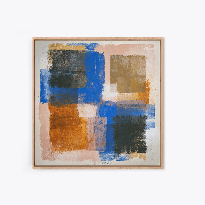 Expressive Brushwork in Cobalt and Rust Canvas Print, Modern Art, Set of 3 Prints, Living Room Decor, Oil Painting, Modern, MOD-1x1-30
