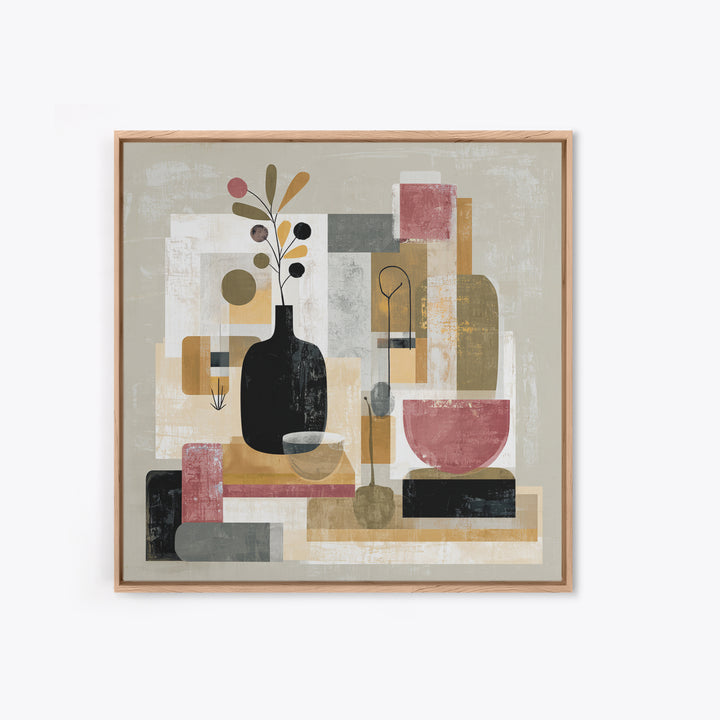 Modern Still Life Framed Canvas Print, Modern Art, Trendy Wall Art, Living Room Decor, Oil Painting, Modern, Minimalist Decor, MOD-1x1-61