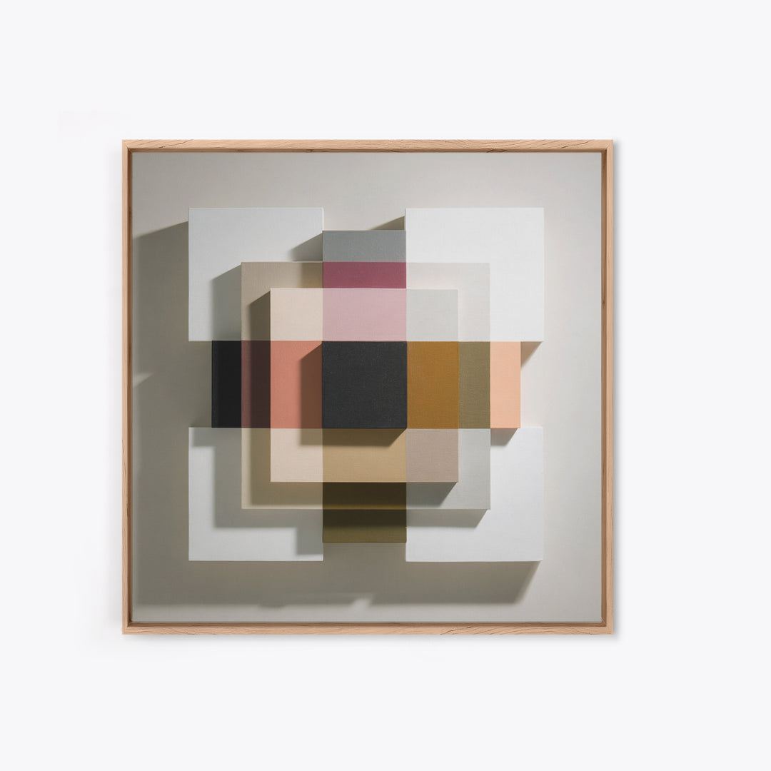 Minimal Sculpture Shapes Painted Framed Canvas Print, Modern Art, Canvas, Living Room Decor, Fine Art, Modern, Boho Wall Art, MOD-1x1-8