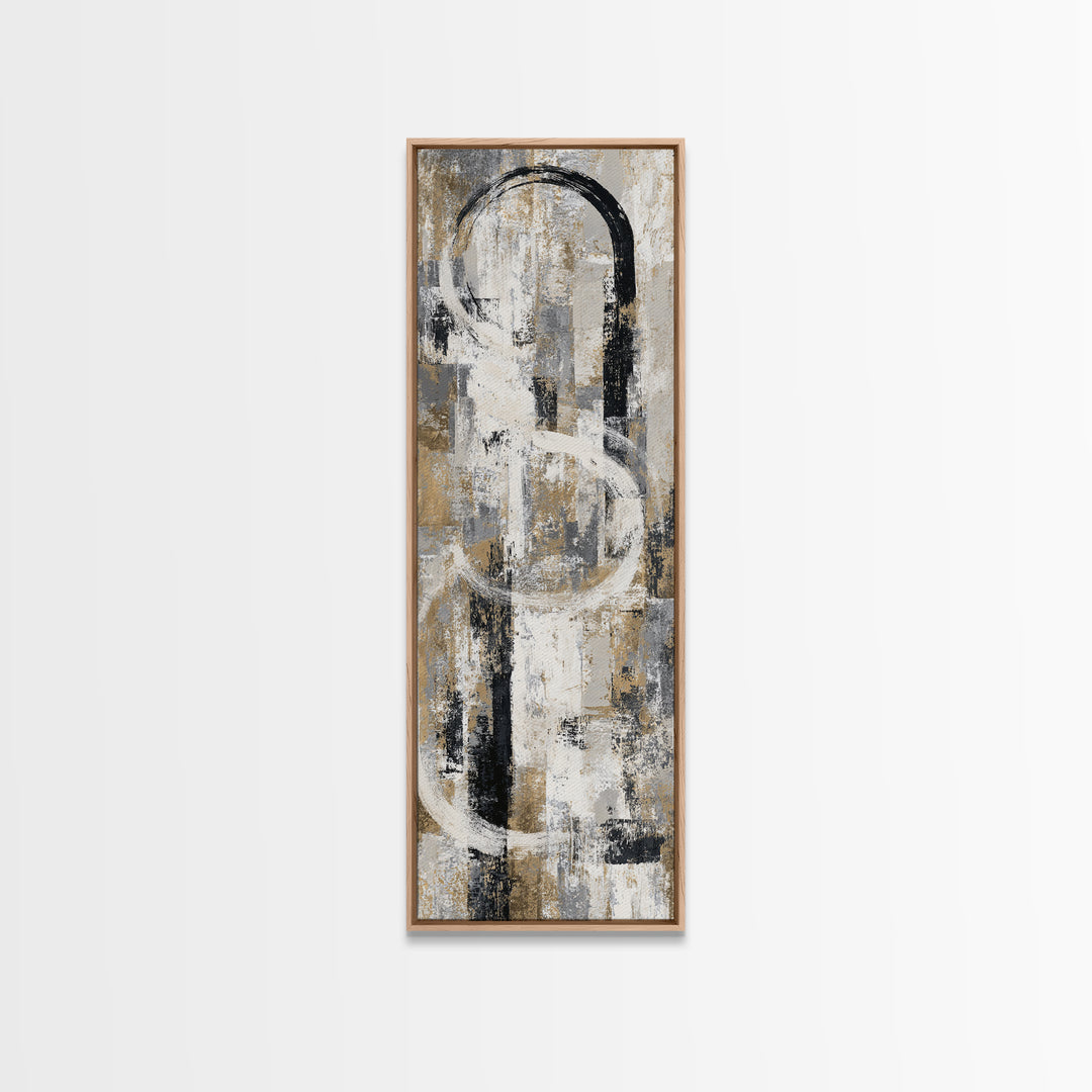 Dynamic Black Brush Marks on Neutral Ground Canvas Print, Modern Art, Art, Living Room Decor, Fine Art, Modern, Canvas Art, MOD-1x3-23