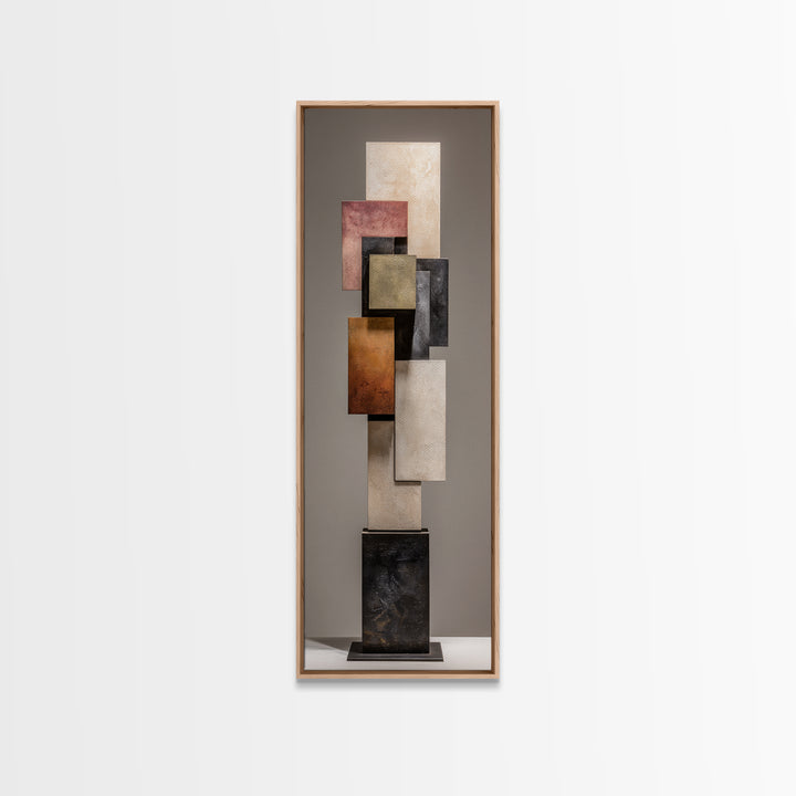 Minimal Sculpture Shapes Painted Canvas Print, Modern Art, Art Deco, Living Room Decor, Abstract Art, Modern, MOD-1x3-68