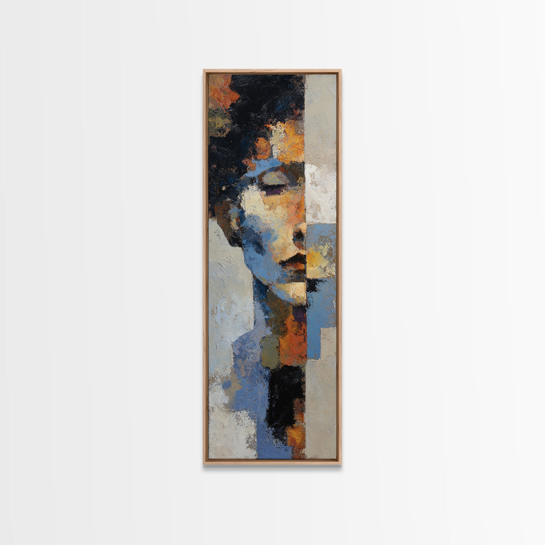 Expressive Brushwork in Cobalt and Rust Canvas Print, Modern Art, Art Print, Living Room Decor, Oil Painting, Modern, MOD-1x3-90