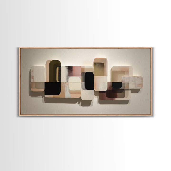 Minimal Sculpture Shapes Painted Canvas Print, Modern Art, Wall Decor, Living Room Decor, Abstract Art, Modern, Digital Print, MOD-2x1-52