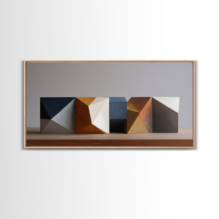 Minimal Sculpture Shapes Painted Canvas Print, Modern Art, Canvas Art, Living Room Decor, Fine Art, Modern, Poster Art, MOD-2x1-76
