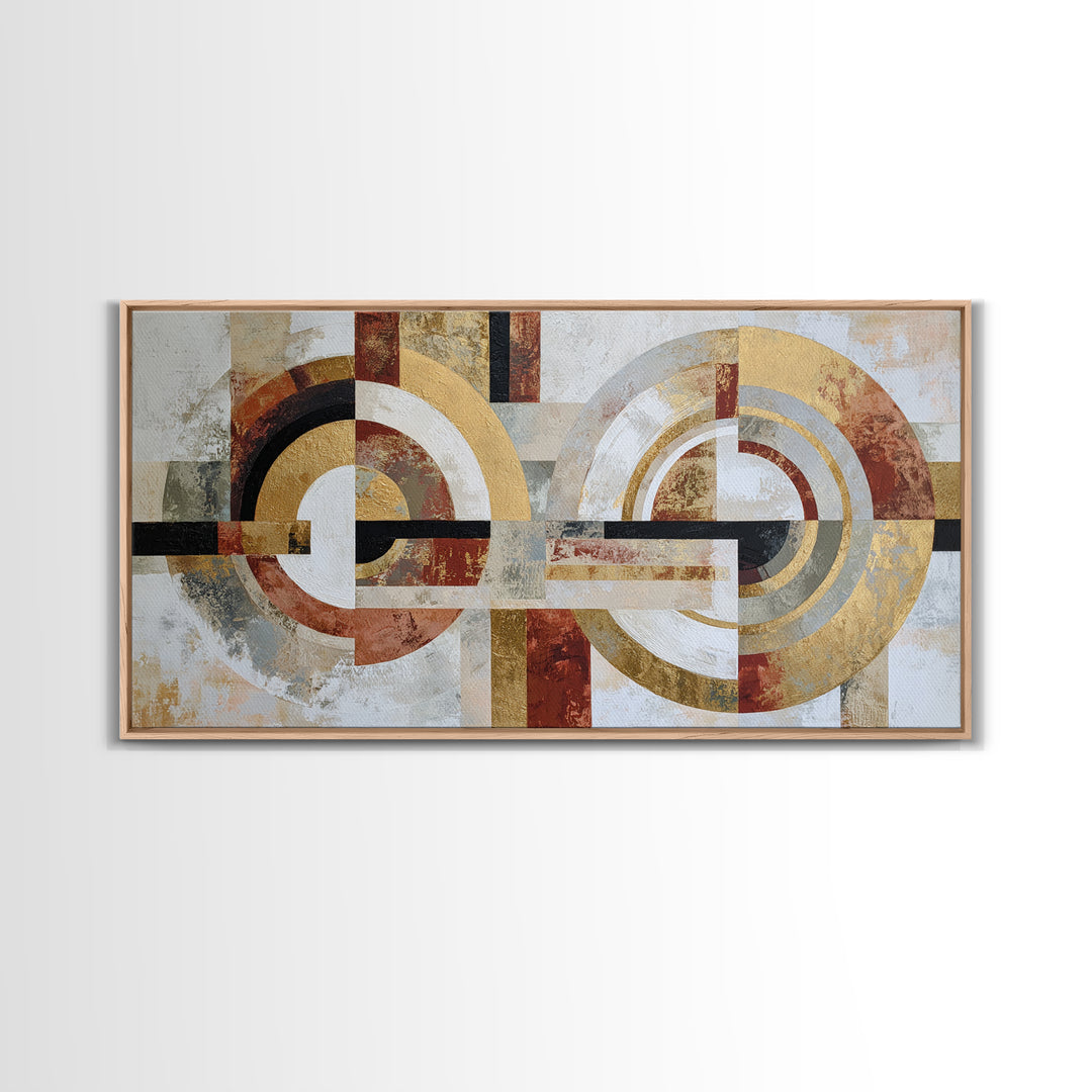 Abstract Circular Forms Framed Canvas Print, Modern Art, Boho Wall Decor, Living Room Decor, Abstract Art, Modern, MOD-2x1-87
