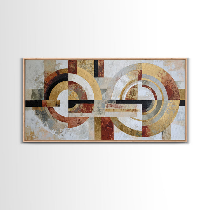 Abstract Circular Forms Framed Canvas Print, Modern Art, Boho Wall Decor, Living Room Decor, Abstract Art, Modern, MOD-2x1-87