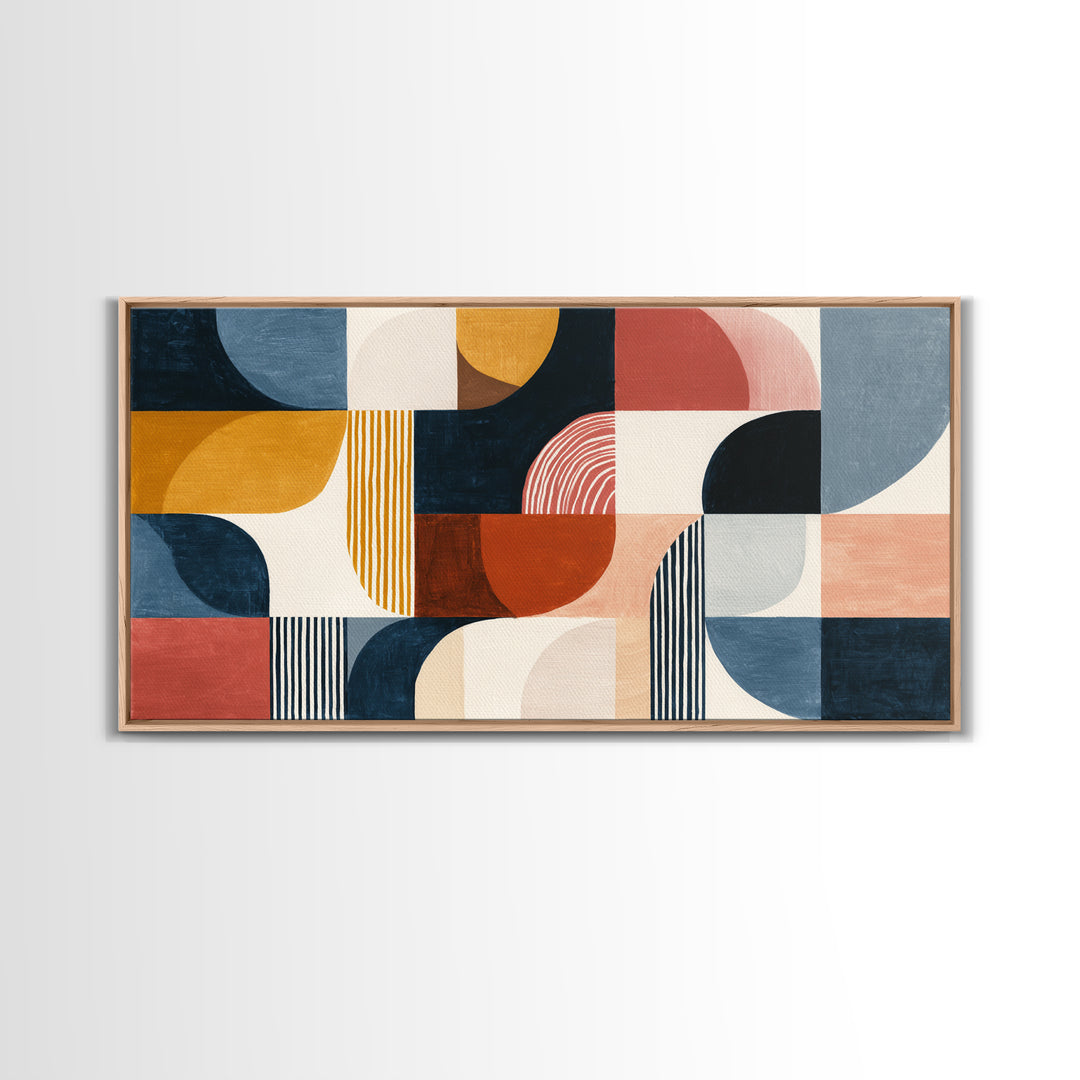 Clean Botanical Silhouette on Color Block Ground Canvas Print, Modern Art, Printable Wall Art, Living Room Decor, Modern, MOD-2x1-91