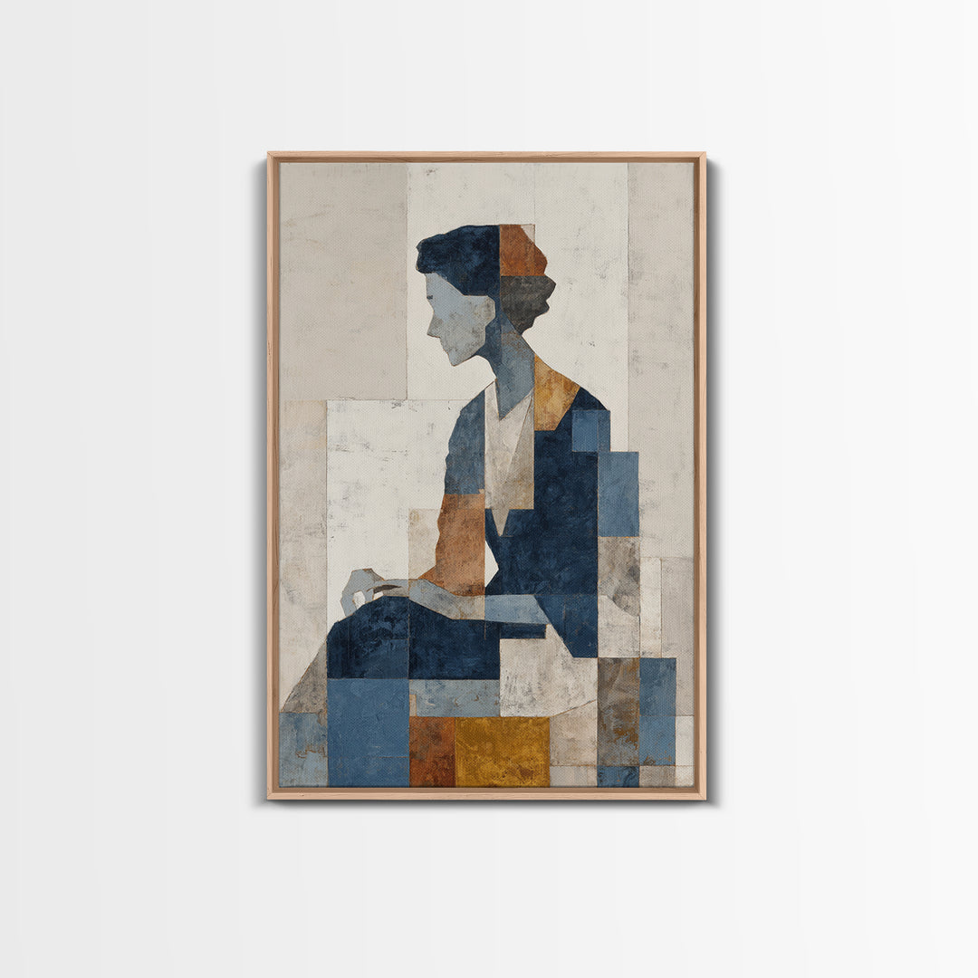 Fragmented Figure Study Framed Canvas Print, Modern Art, Wall Hanging, Living Room Decor, Oil Painting, Modern, MOD-2x3-73