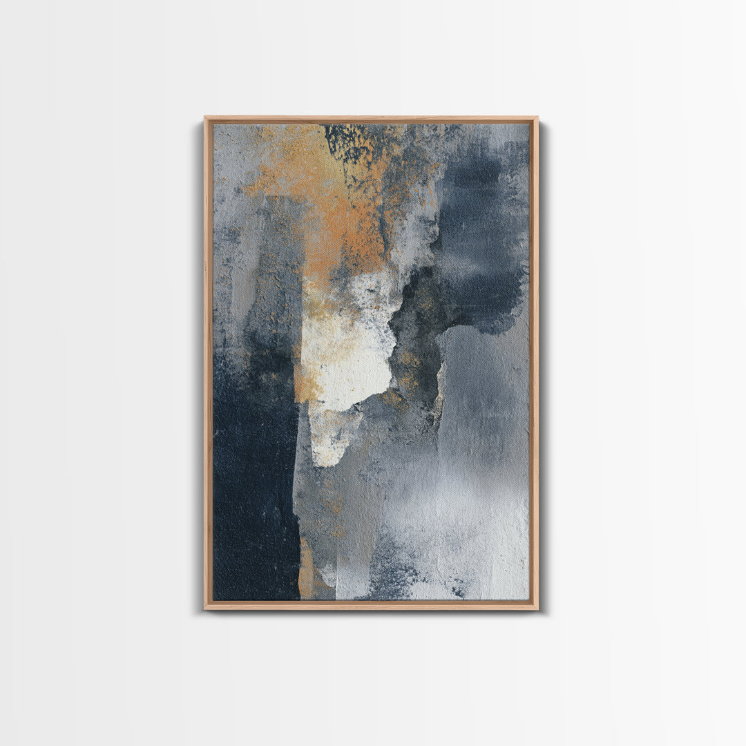 Monochrome Ink and Acrylic Mixed Media Look Framed Canvas Print, Modern Art, Canvas Art, Living Room Decor, Fine Art, Modern, MOD-2x3-76
