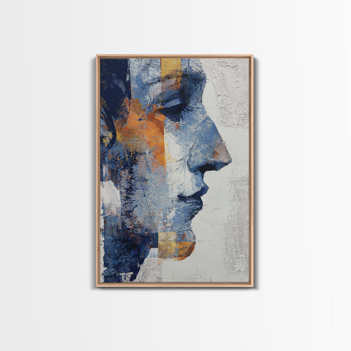 Expressive Brushwork in Cobalt and Rust Canvas Print, Modern Art, Digital Art, Living Room Decor, Abstract Art, Modern, MOD-2x3-86