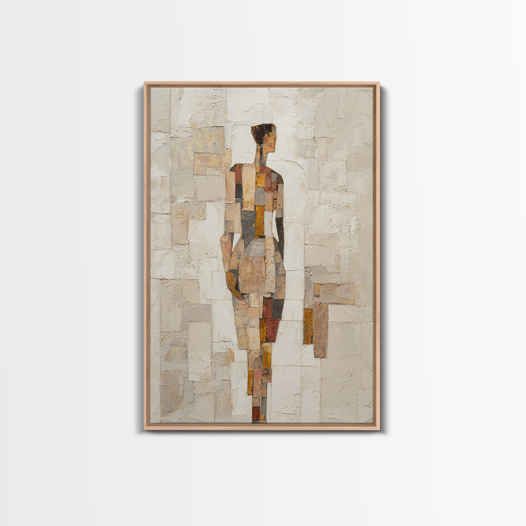 Fragmented Figure Study Framed Canvas Print, Modern Art, Wall Hanging, Living Room Decor, Oil Painting, Modern, MOD-2x3-97
