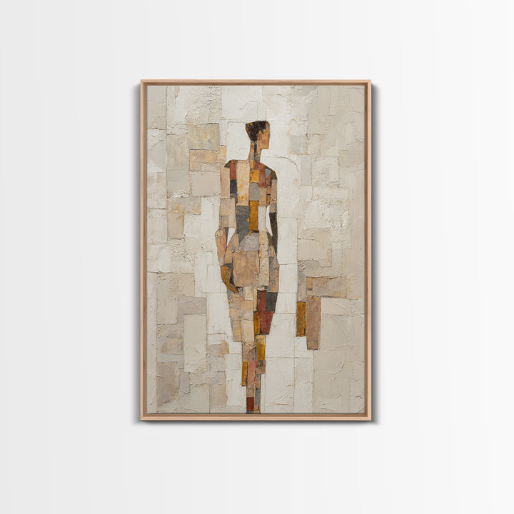 Fragmented Figure Study Framed Canvas Print, Modern Art, Wall Hanging, Living Room Decor, Oil Painting, Modern, MOD-2x3-97