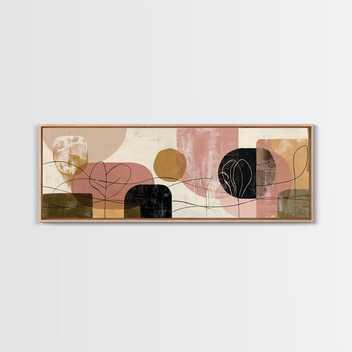 Clean Botanical Silhouette on Color Block Ground Canvas Print, Modern Art, Fine Art Print, Living Room Decor, Oil Painting, MOD-3x1-39