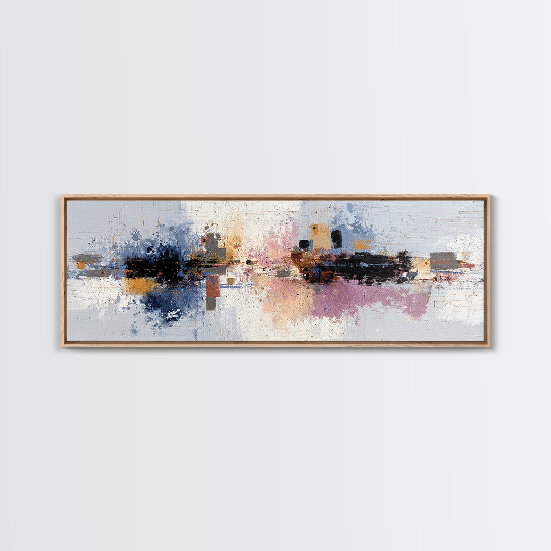 Expressive Brushwork in Cobalt and Rust Canvas Print, Modern Art, Canvas Art, Living Room Decor, Fine Art, Modern, Poster Art, MOD-3x1-46