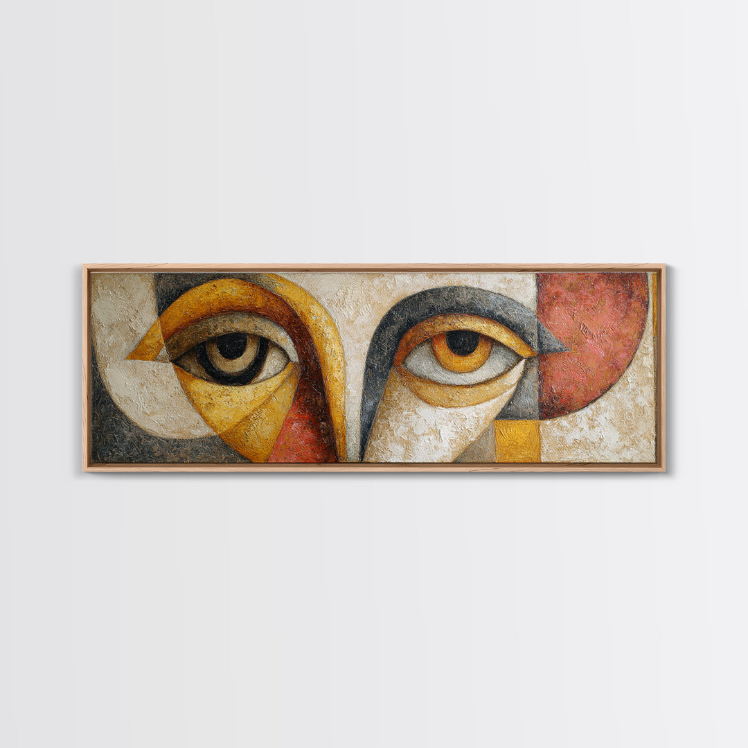 Abstract Face with Asymmetrical Features Framed Canvas Print, Modern Art, Art, Living Room Decor, Fine Art, Modern, Canvas Art, MOD-3x1-47