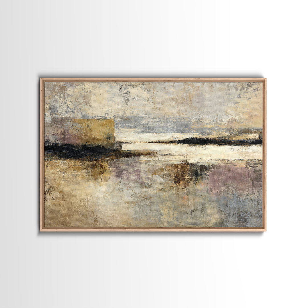 Modern Coastal Landscape Framed Canvas Print, Modern Art, Canvas Wall Art, Living Room Decor, Watercolor Art, Modern, MOD-3x2-46