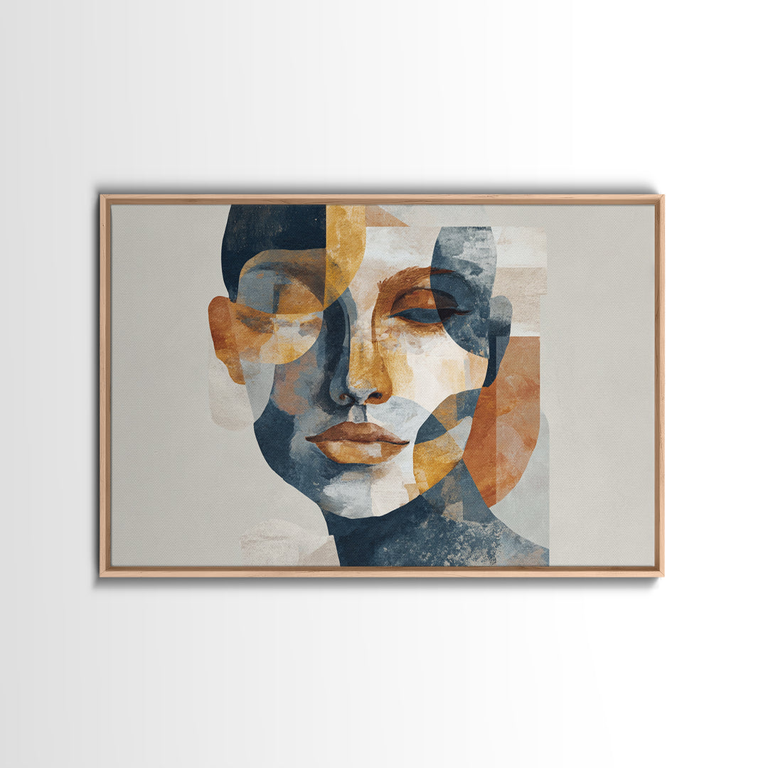 Abstract Face with Asymmetrical Features Canvas Print, Modern Art, Wall Art, Living Room Decor, Fine Art, Modern, Artwork, MOD-3x2-83